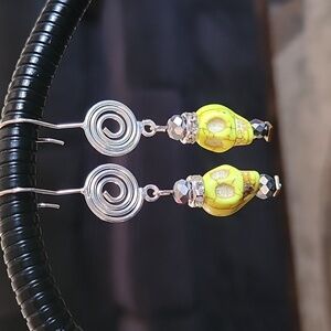 Handcrafted dyed howlite skull earrings in 925 sterling silver